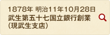 1878年 明治11年10月28日 武生第五十七国立銀行創業