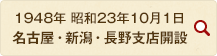 1948年 昭和23年10月1日 名古屋・新潟・長野支店開設