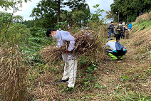 「なんとの森づくり」、茅苗の植栽作業と茅の刈り取りを行いました。
