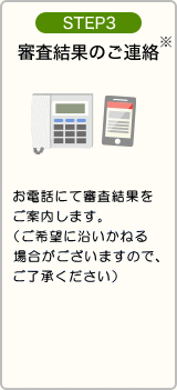 STEP3：審査結果のご連絡
