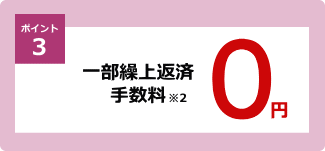 ポイント3：一部繰上返済手数料※2　0円