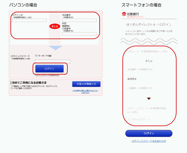 インターネットバンキングにログイン