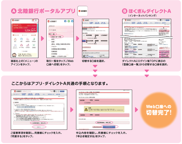 Web口座への切替方法
